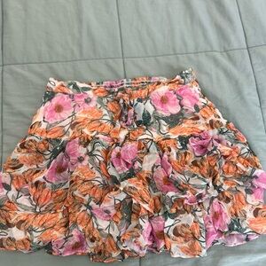 Anthropologie Pink and Orange Mini Skater Skirt